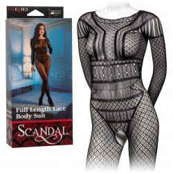 Scandal Full Length Lace Body Suit - One Size -  Black