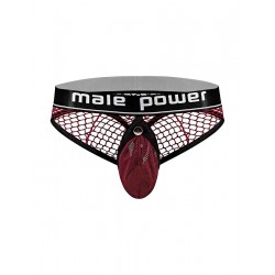 Cock Pit Net Cock Ring Thong - S/ M - Burgundy