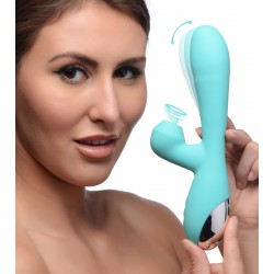 Shegasm 5 Star 7x Suction Come- Hither Silicone  Rabbit - Teal