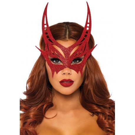 Glitter Die Cut Devil Masquerade Mask - Red
