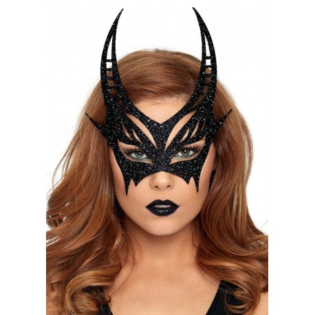 Glitter Die Cut Devil Masquerade Mask - Black