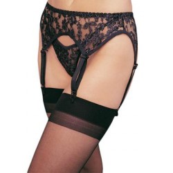 Lace Garterbelt and Thong -  Black - One Size 