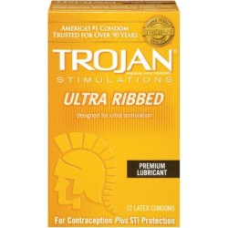 Trojan Ultra Ribbed Lubricated Condoms - 12 Pack TJ94750