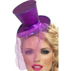 Mini Top Hat on Headband -  Purple 