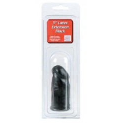 Latex Extension Smooth Cock Head 3-inch - Black 