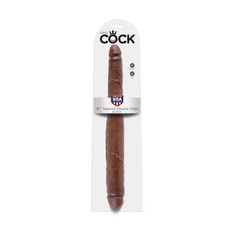 King Cock 16-inch Tapered  Double Dildo - Brown 