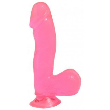 Basix Rubber Works 6.5-inch Dong with Suction Cup - Pink