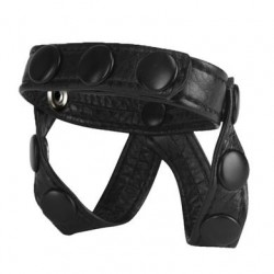 The Macho Collection V-Style Cock Ring And Ball Divider - Black 