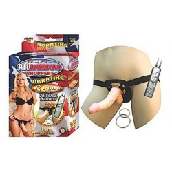 All American Whoppers Vibrating 8-Inch Dong With Harness - Flesh 
