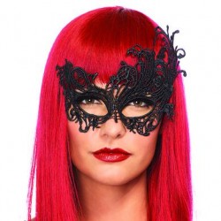 Fantasy Venetian Applique Eye  Mask - Black 