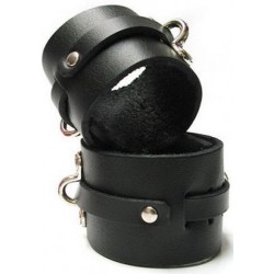Bondage Basics Leather Wrist Cuffs - Black