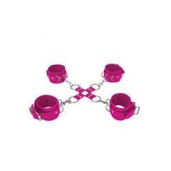 Leather Hand and Legcuffs - Pink 