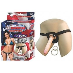 All American Whoppers 7-Inch Dong With Universal Harness - Flesh 