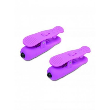 Fetish Fantasy Series Wireless Vibrating Nipple Clamps - Purple