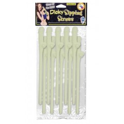 Glow-In-The-Dark Dicky Sipping Straws - 10 Piece