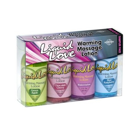 Liquid Love Warming Massage Lotion Sampler Pack (4-1 oz. Bottles)