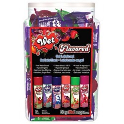Wet Flavored Gel Lubricant - Display - 144 Pc Bowl - 10 Ml Pillows - Assorted