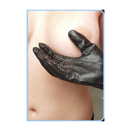 Leather Vampire Gloves With Prickly Metal Points - Extra Large