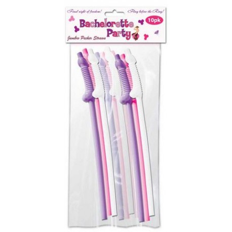 Bachelorette Party Jumbo Flexy Super Percker Straws - 10 Pack 