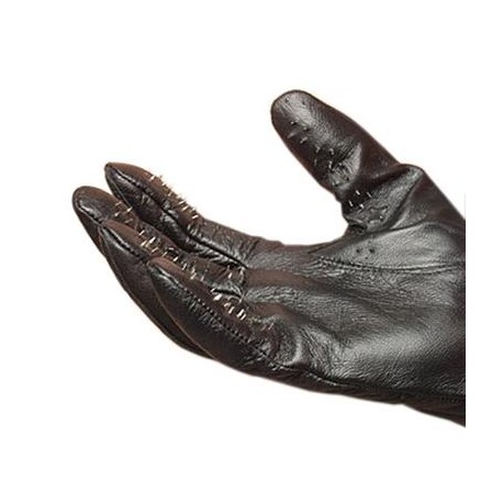 Leather Vampire Gloves With Prickly Metal Points - Medium